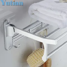 Bathroom towel holder, Foldable towel rack,50cm and 40 cm size oxidation aluminium towel rack with hooks YT-4018