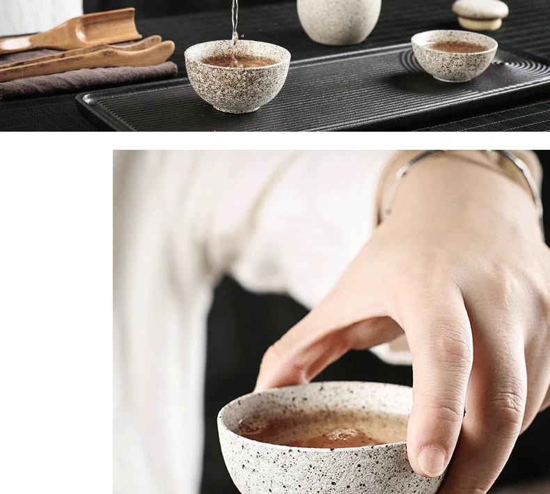Дзен японский стиль винтаж грубая керамика Портативный Путешествия Чайный набор офис автомобиль Быстрая чашка 1* чайник+ 2* чайная чашка+ 1* чайные банки+ 1* мешок