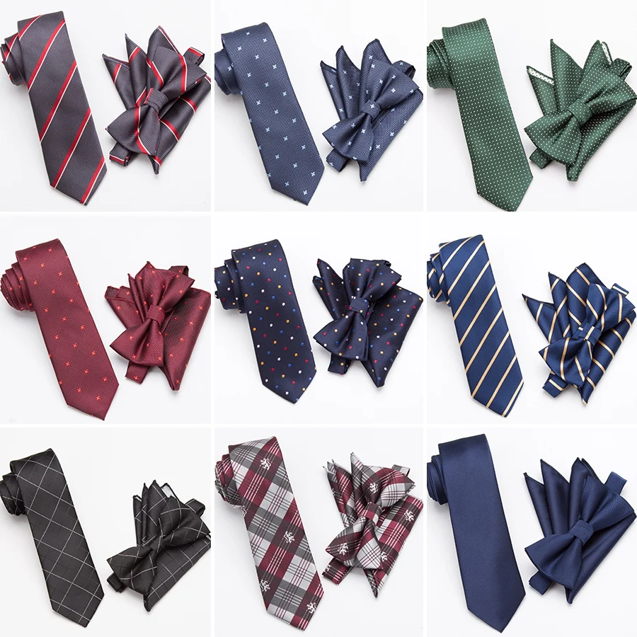 

Mens Tie Set Fashion Bowtie Cravat Necktie Skinny Ties for Men Wedding Gifts Dress Handkerchief Pocket Square Suit Accessories