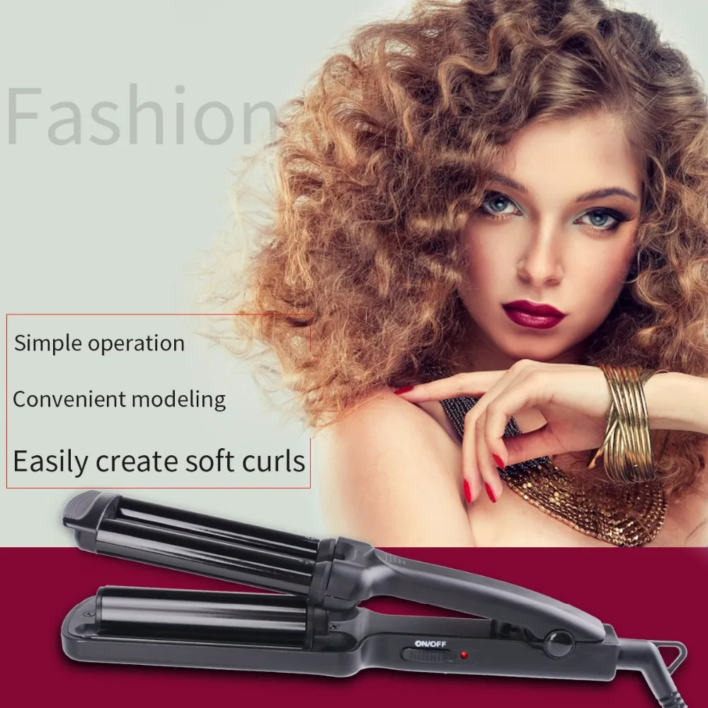 Fast Heating 3 Barrel Mini Portable Hair Curler 7.5mm Ceramic Wave