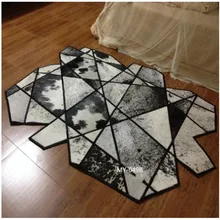 Настоящий Роскошный Ковер Из Натуральной воловьей кожи, большой размер, 140*170 см, геометрический ковер из телячьей шкуры для украшения гостиной