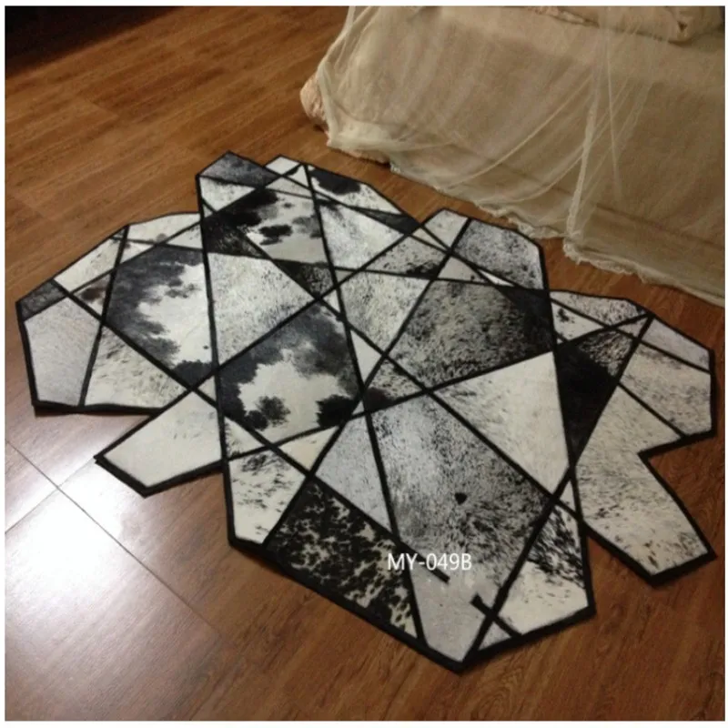 

Genuine luxury one pelt natural cowhide rug big size ,140*170cm geometric shaped cowskin carpet for living room decoration