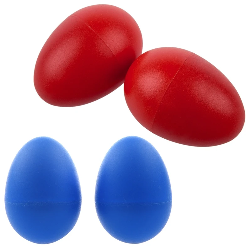 2 Pair Plastic Percussion Musical Egg Maracas Shakers Red& Blue