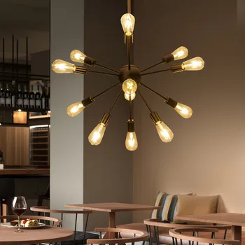 

Nordic retro industrial black iron pendant light creative personality artificial satellite retro living room dining hanging lamp