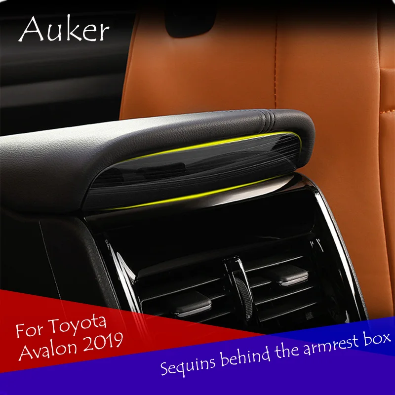 

Auto Car Styling Modified Stainless Steel Stickers Armrest Box Sequins Covers Accessories For Toyota Avalon 2019
