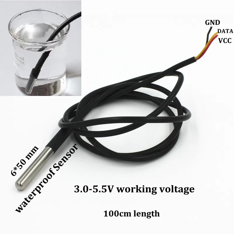 

DS18B20 Temperature Sensor For Arduino DS18b20 Temperature Sensor Switch Board Waterproof Sensors DS18b20 100Cm 3.5-5V Module