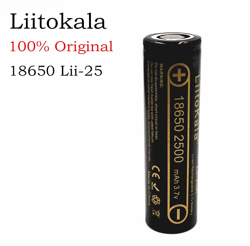 Аккумуляторы 1 unids 100% оригинальные lii-25a liitokala 3 7 в 2500 мАч аккумуляторы для зарядки