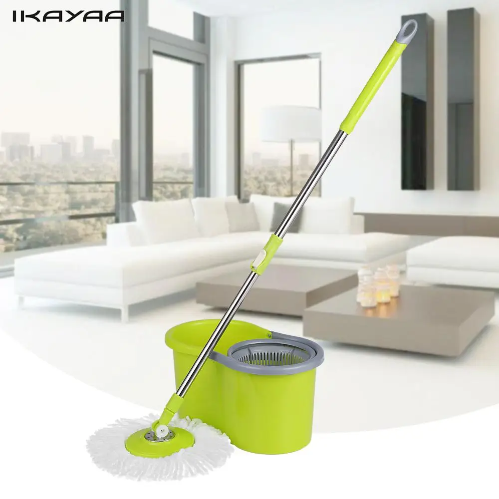 iKayaa Spin Mop Stainless Steel 360 Rolling Spin Mop