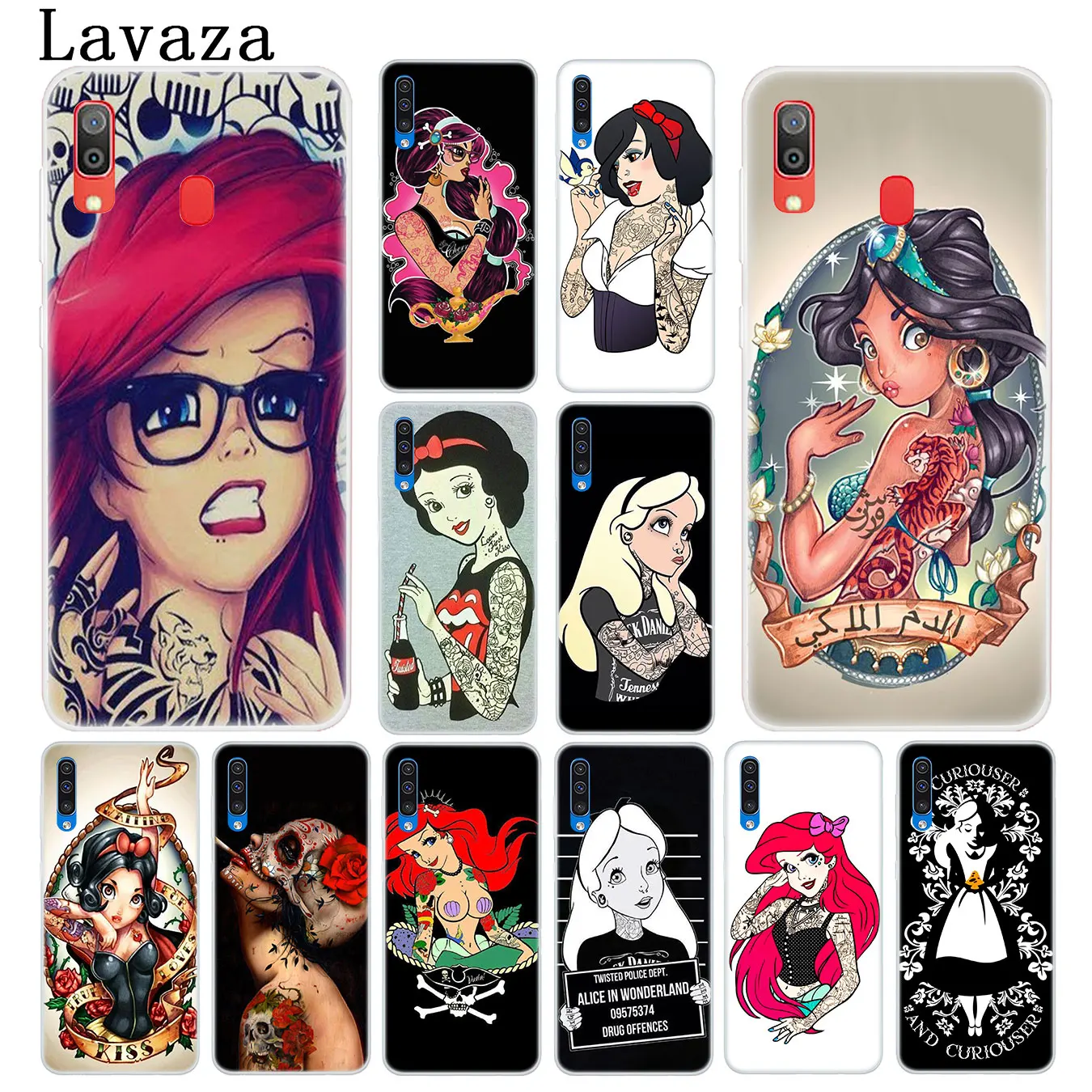 Твердый чехол для телефона Lavaza Tattooed Alice Ariel Jasmine Samsung Galaxy A10 A20 A30 A40 A50 A60 A70 M40 M30 M20 M10