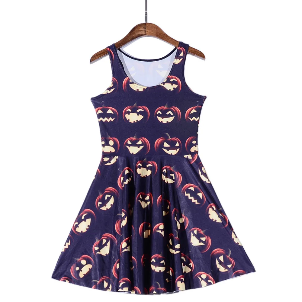 Fashion font b Women b font font b Dress b font Halloween pumpkins Digital Printed Black