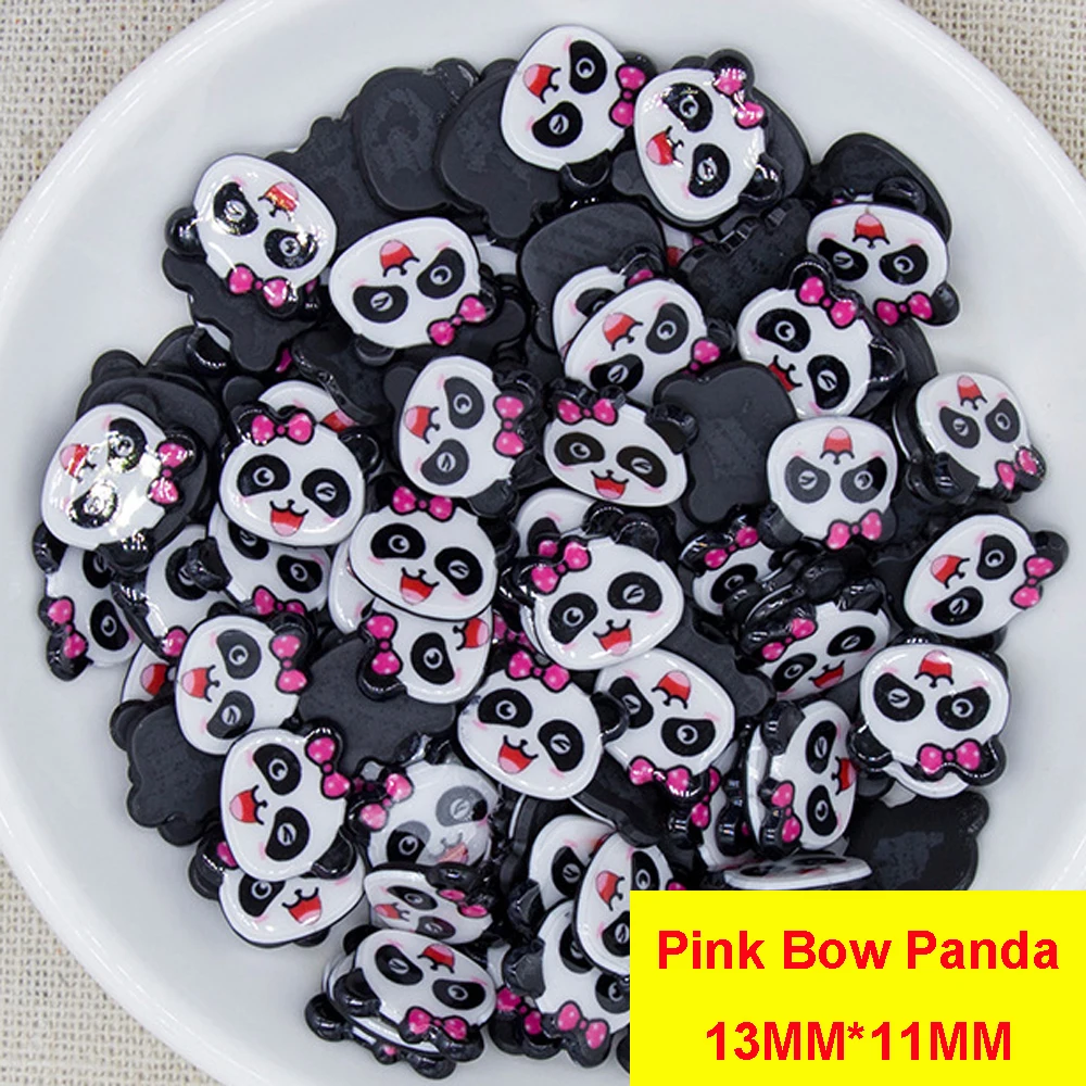 

100pcs Small Size Cartoon Pink Bow Panda Head Flatback Resin Planar Hair Bow Center Accessories DIY Crafts Embellishments AE39