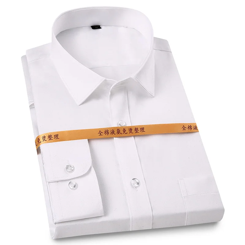 Новинка, роскошная хлопковая официальная Мужская рубашка с длинным рукавом, не железная, деловая, офисная, рабочая, Повседневная рубашка - Цвет: C1901