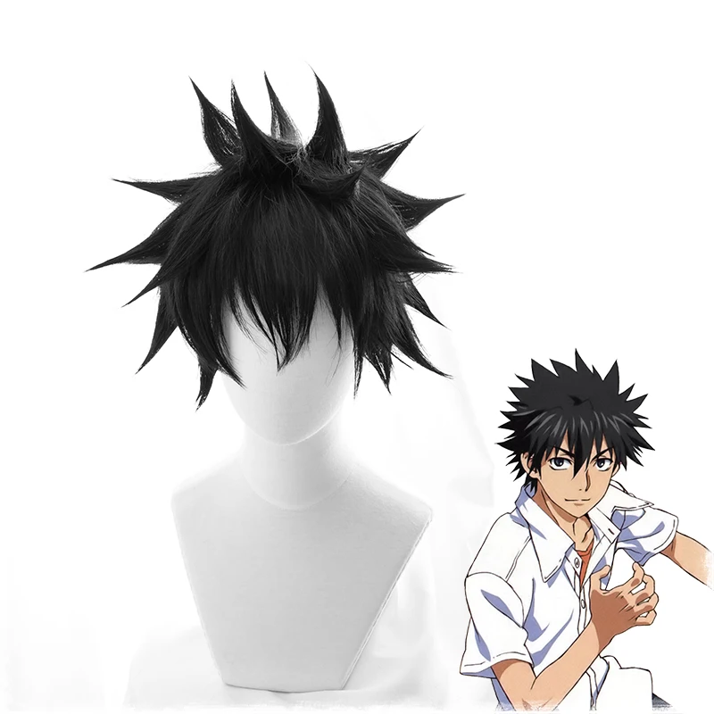Toaru Majutsu No Index Kamijou Touma Cosplay Wig 30cm Short Straight Japanese Anime for Halloween Party Synthetic Black | Тематическая