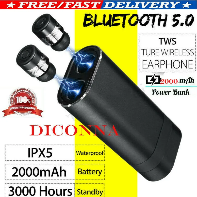 

PYMH Bluetooth 5.0 Headset Mini TWS Twins Wireless In-Ear Stereo Earphones Earbuds