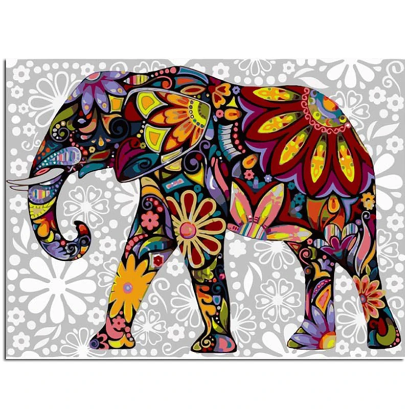 

"Colorful Painted Elephant" DIY Painting By Number Picture By Numbers Digital Oil Painting Wall Art Decor Picture Handmade