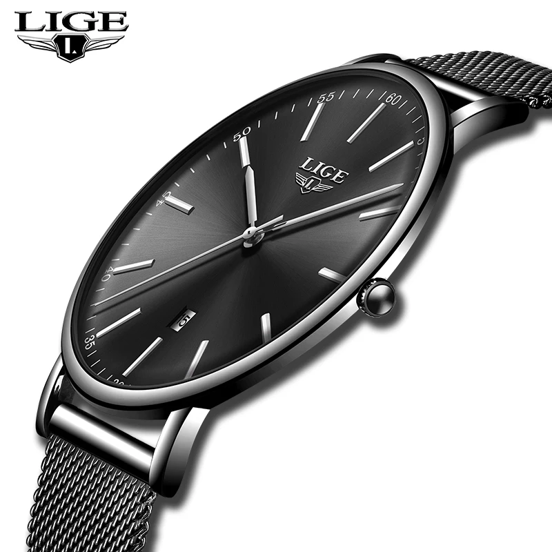 

LIGE Top Brand Luxury Ultra-thin Ladies Watch Fashion Business Ladies Watch Waterproof Watches Stainless Steel Quartz Watches