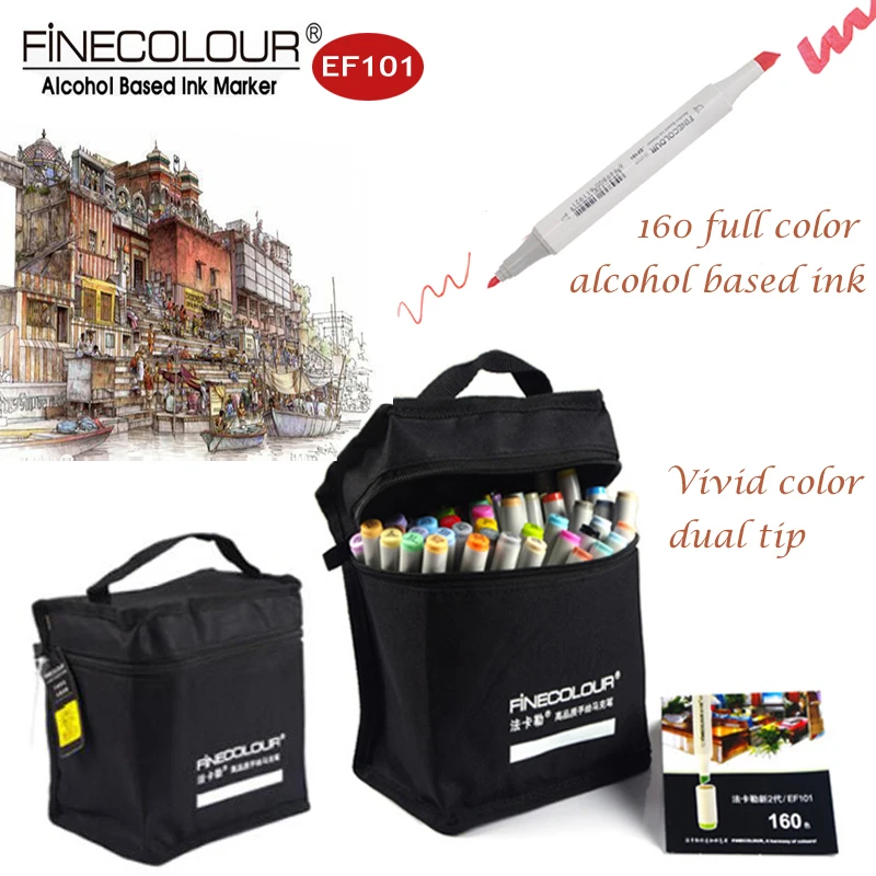 

Finecolour EF101 Manga Sketch Art Markers Fiber Journal Pens alcohol 160/72 Refill Professional Drawing Pen Architecture Marker