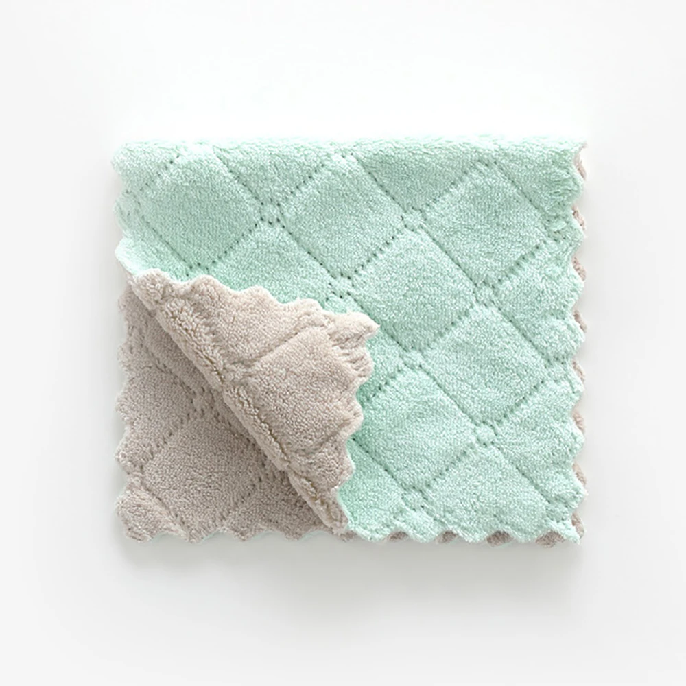 

4PCS Absorbent Microfiber Kitchen Washing Dish Cloth Thick Cleaning Towel Scouring pad Household Wipe Table Cleaner