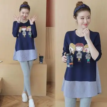 Hot Maternity Wear 2018 Autumn Cute Cartoon Print Loose Long-sleeved Maternity Tops Quality Clothes for Pregnant Women QL9302