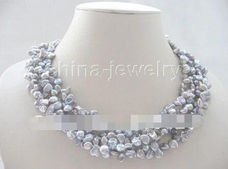 LL&lt&lt&lt 1031 Beautiful 18&quot 8mm 5row gray baroque keshi reborn freshwater pearl necklace | Украшения и аксессуары