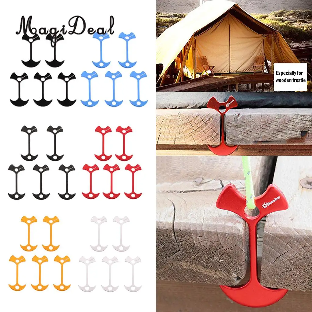 5pcs Alloy Tent Anchor Guy Line Runners Rope Nails Gallery Road Deck Awning