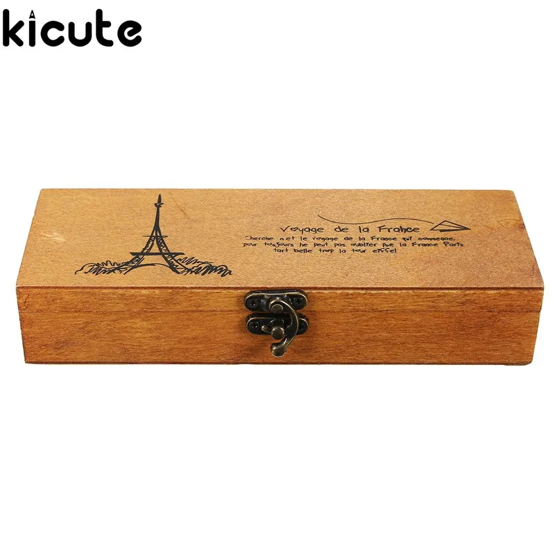 Kicute Vintage Multifunction Wooden Pencil Case Stationery Storage Box Cosmetic Children Kid Prize Gift School | Канцтовары для
