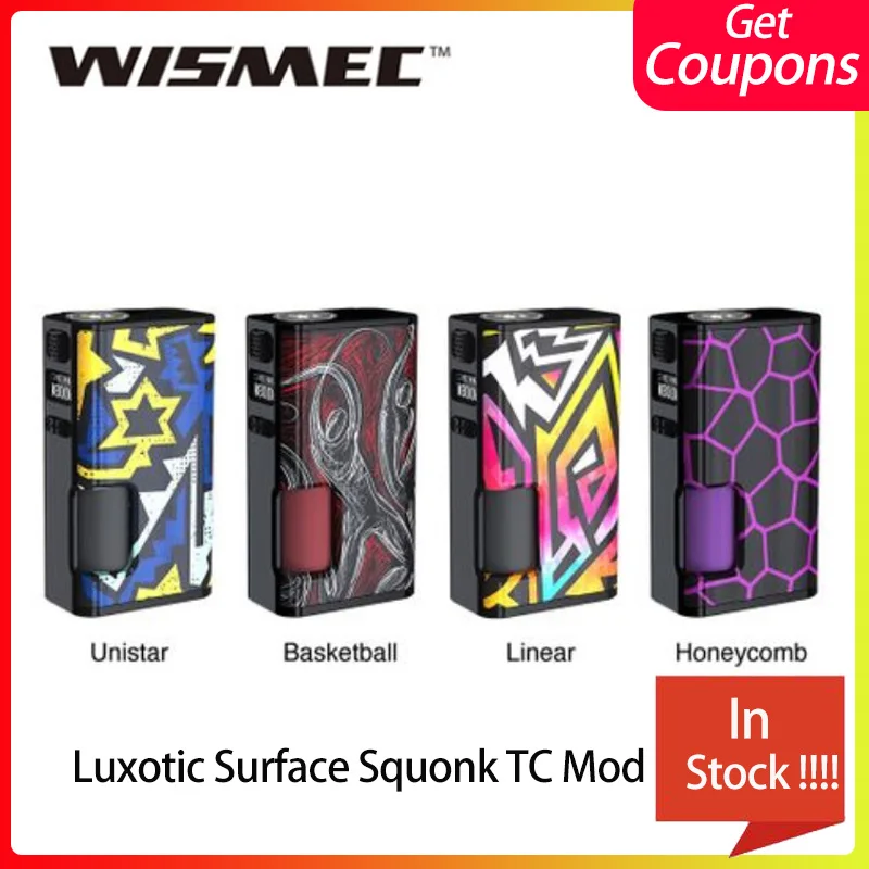 

New WISMEC Luxotic Surface 80W Squonk TC MOD 6.5ml Squonk Bottle vaporizer cigarette Vape Mod fit Kestrel Tank VS ageis mini