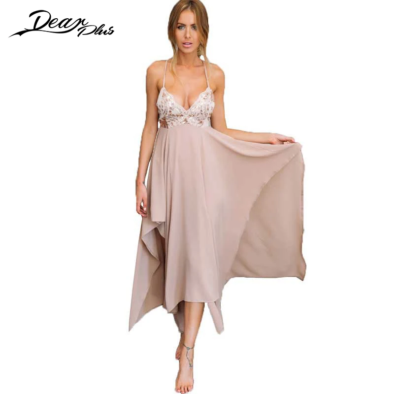 Womens Deep V-neck Sequin Evening Dress, Maxi Long Sleeve Sequin Dress For Women