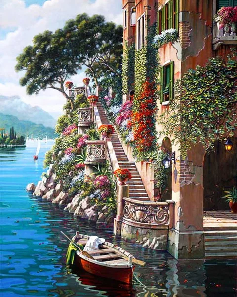 

Frameless painting by numbers paint by number for home decor PBN for living room 4050 stairs