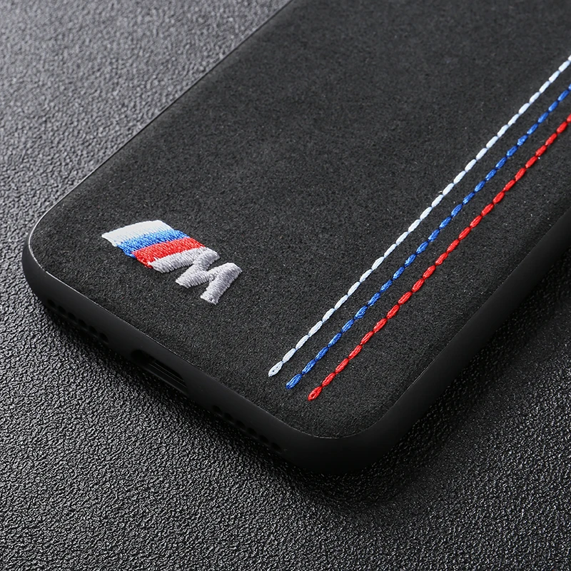 Limited Track Motorsport Embroidery BMW Car Logo Cover Case For iPhone 6 6S 7 8 plus X XR XS MAX Luxury Leather AMG Telefon Case