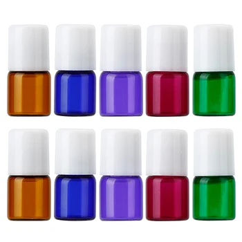 

10pcs 2ml Portable Roll on Bottle Empty Refillable Glass Container With White Cap For Essential Oil Perfume Fragrance Bottle