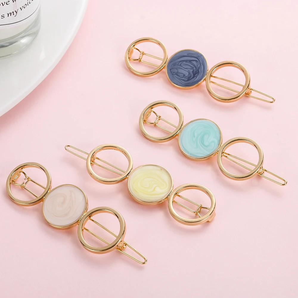 

Women New Fashion Acetate Round Star Alloy Hair Clip Headwear Hairpin Girls Barrette Hair Accessories