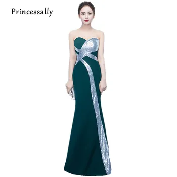 

Robe De Soriee Emerald Bridesmaid Dress Mermaid Sweetheart Fashion Design Sequined Pattern Elegant Bride Prom Party Formal Gown
