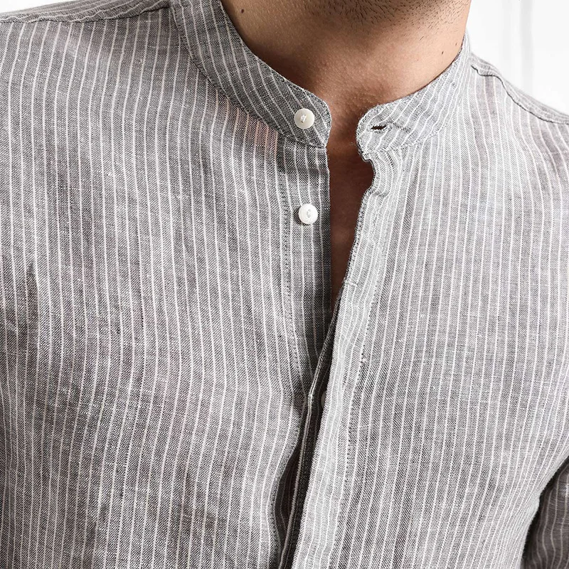 SIMWOOD 2019 сезон: весна лето 100% лен рубашки в полоску для мужчин Slim Fit прохладный