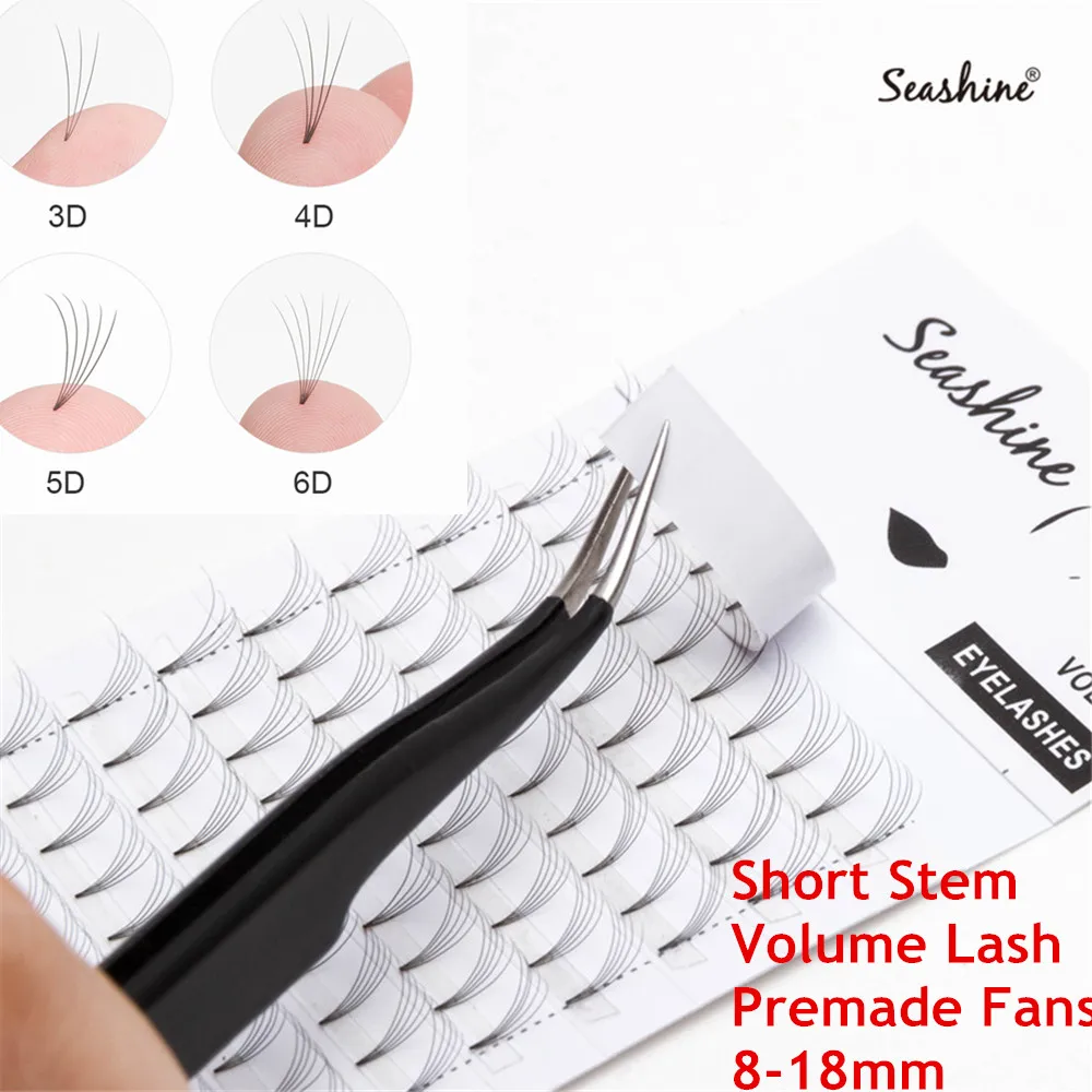 

Seashine Lashes Premade Volume Wide fans 3d/4d/5d/6d Short Stem Russian Volume Professional Eyelash Extensions Faux Mink