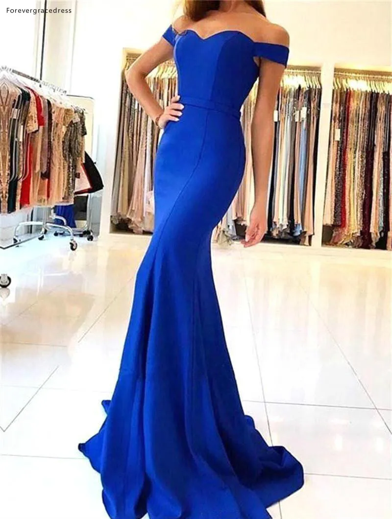 Elegant Royal Blue Mermaid Bridesmaid Dresses Off Shoulder Evening Prom Gowns Cheap Wedding Guest Party Wears BM0628  77 (1)