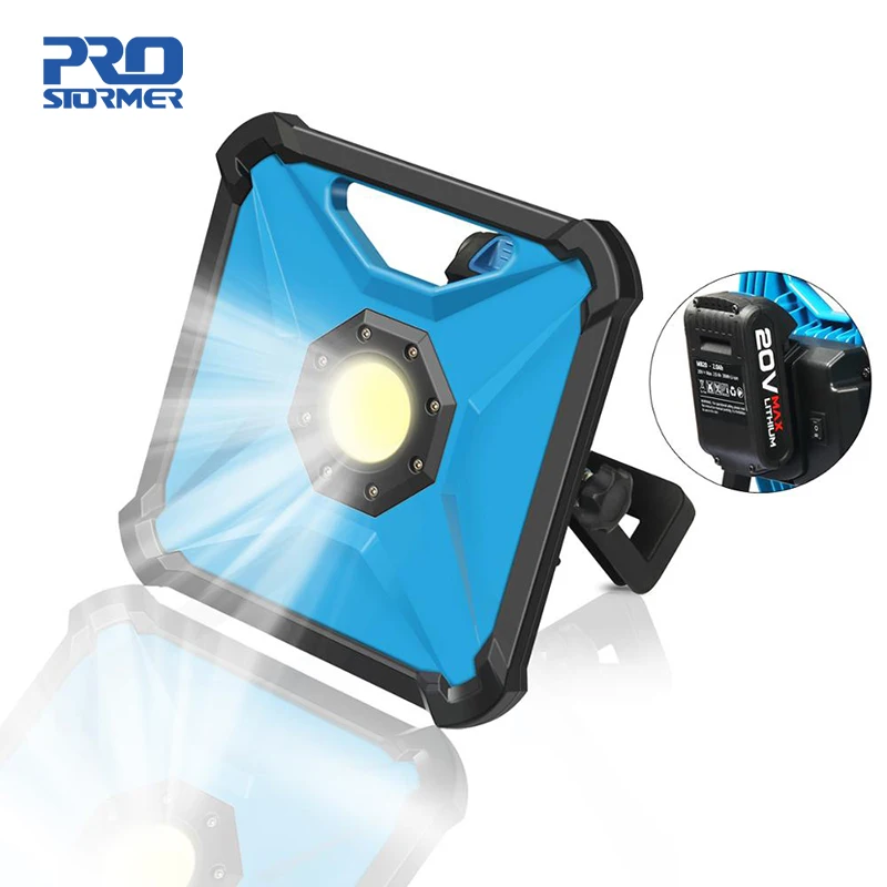 

Prostormer 20V LED Cordless Portable Work Light Multifunction Rechargeable LED Work Lamp Rechargeable 2000 mAh Battery Spotlight