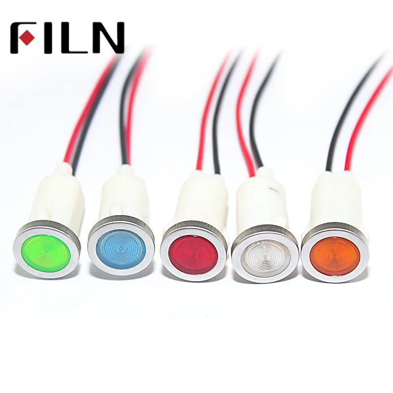 

FILN 12.5mm diameter red green plastic 12v indicator light with 20cm cable