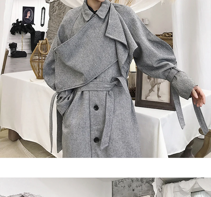  Trench Coat Men Streetwear Punk Rave Gothic Long Jacket  (14)