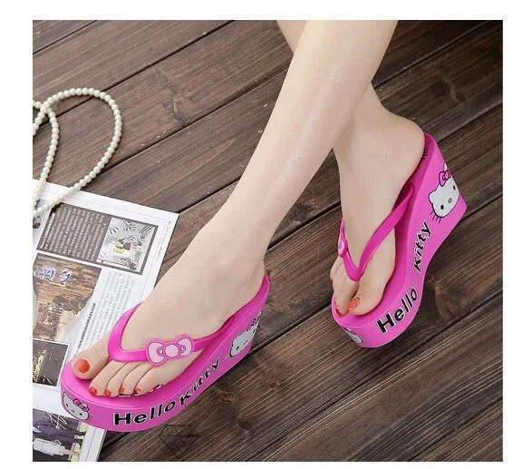 

Womens Flip Flop Thongs Platform Wedge Super High Heel Summer Bowknot Cute Cate Beach Slipper Sandals Shoes Slides Grils A14