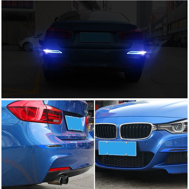 

For Peugeot 3008 4008 5008 206 Front Rear Bumper Waterproof Reflective Warning Strips Carbon Fiber Color Sticker Car Accessories