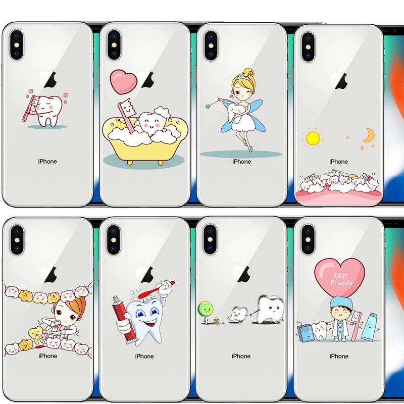 

Unique Design Kawaii Tooth Love silicone TPU Phone Cases For iphone 4S 5C 6 6S 7 8 Plus 5S 5 SE X XR XS Max