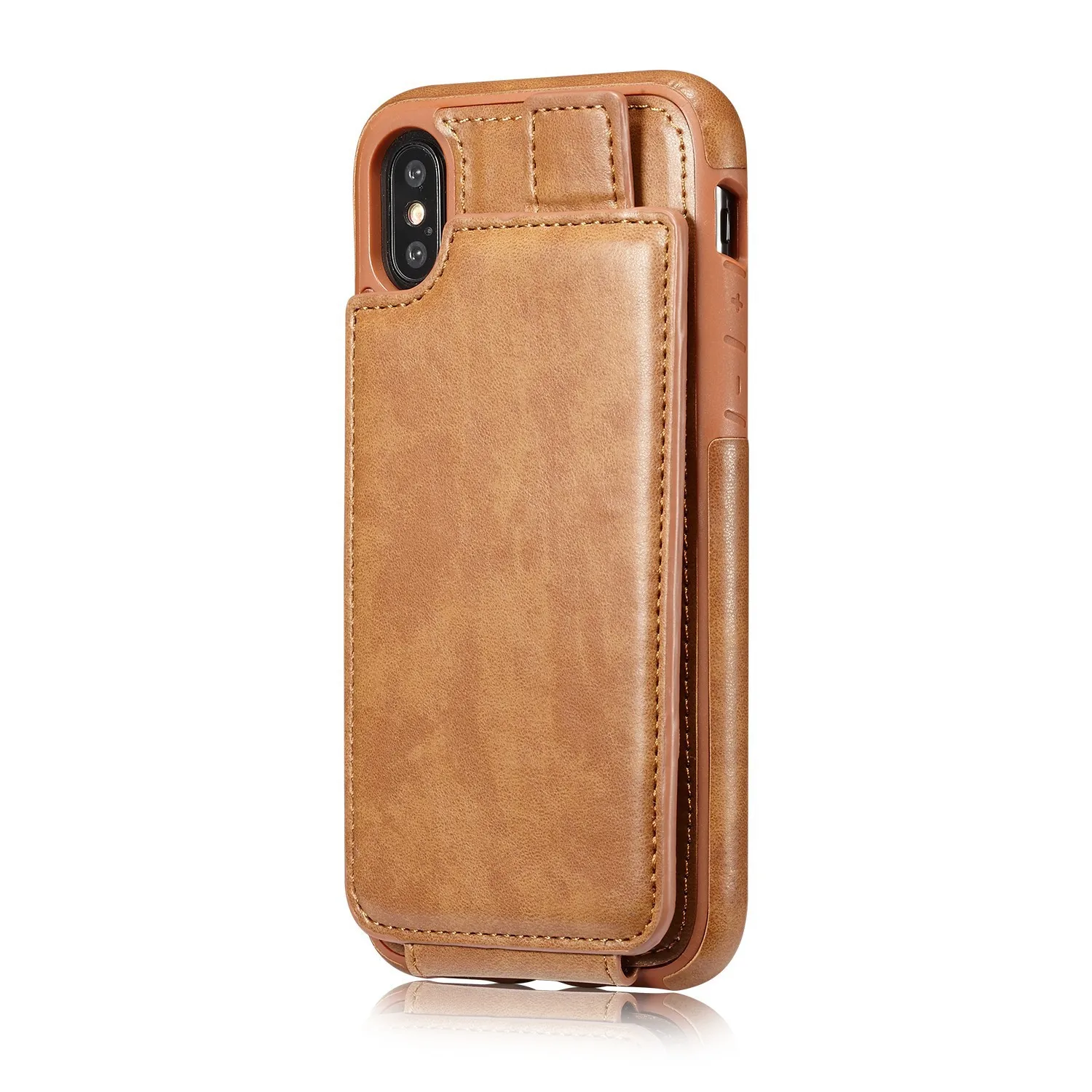 baratas 15 pcs Macio TPU + PU Caso de Cartão de Couro para o iphone X Carteira Slot para Cartão de Crédito Capa para iPhone 10 2018 Casos de Telefone À Prova de Choque
