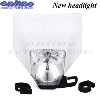 

New 2018 White Motorcycle Headlight Headlamp Head Light Lamp Supermoto Fairing For KTM HUSQVARNA Universal Off road Dirt bike