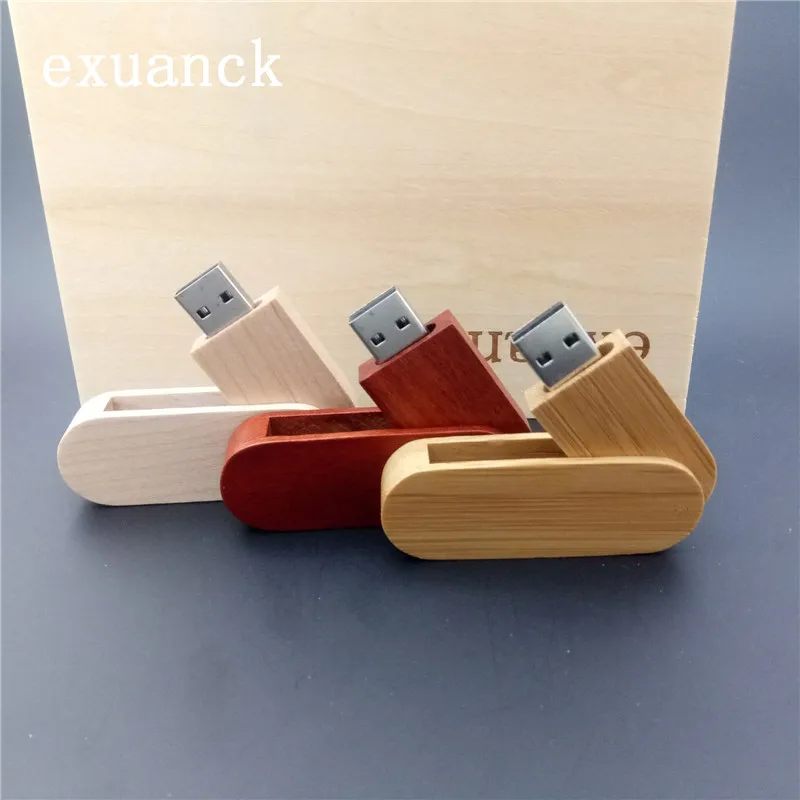 Деревянный usb флеш накопитель с возможностью поворота логотипа на заказ 4 ГБ 8 16