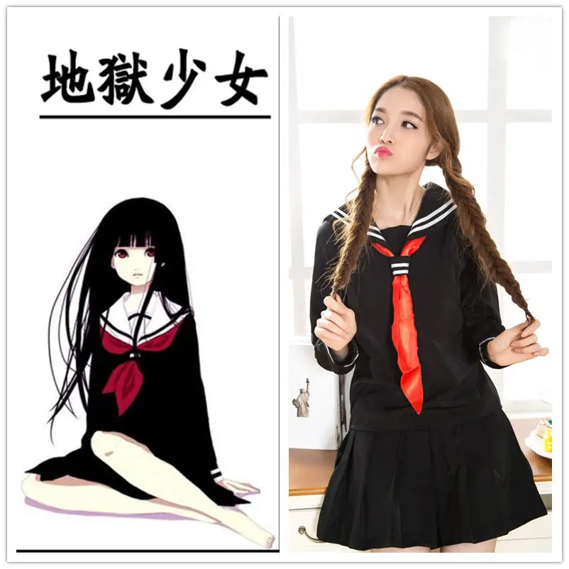 Японское аниме Jigoku Shojo Hell Girl Enma Ai Cospla школьная форма Сейлор Мун JK Униформа юбки