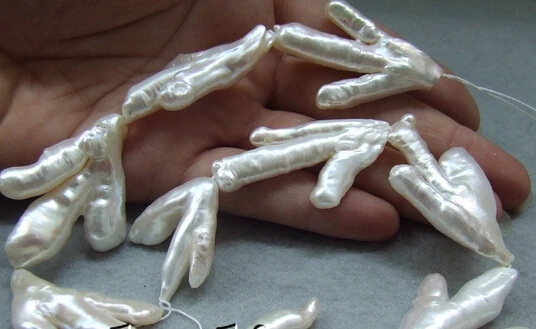 

huij 00631 White Freshwater Keshi Pearl Freeform Loose Beads Strand 14.5