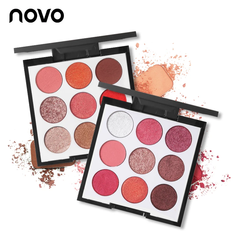 Novo Makeup Brand 9 Color Smooth Shimmer Eyeshadow Palette Wine Red