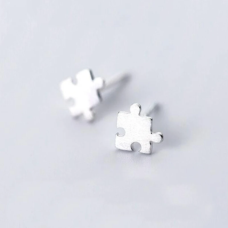 

New Arrival Genuine 925 Sterling Silver Game Puzzle Stud Earrings Genuine Sterling Silver Jewelry Brincos