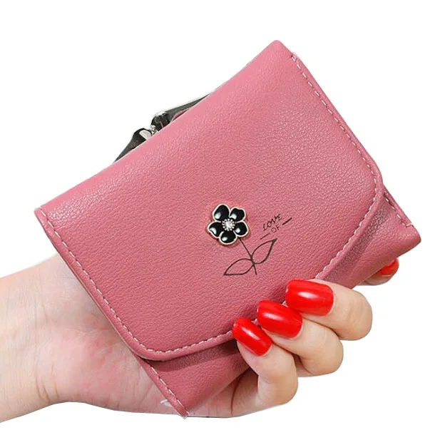 

Fashion Women Wallets High Quality Soft PU Leather Lady Purses Bags Woman Clip Moneybags Short Coin Purse Pocket Flower Wallet